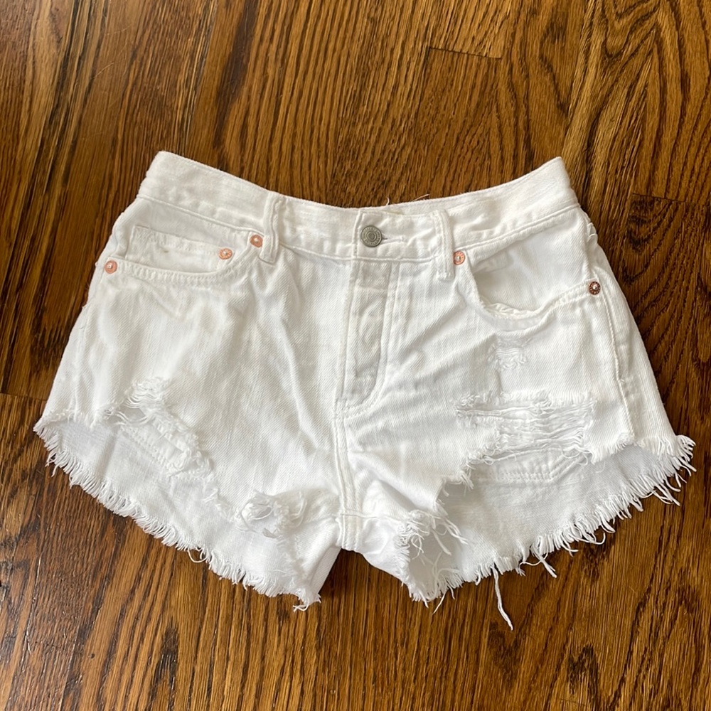 Free People white jean shorts